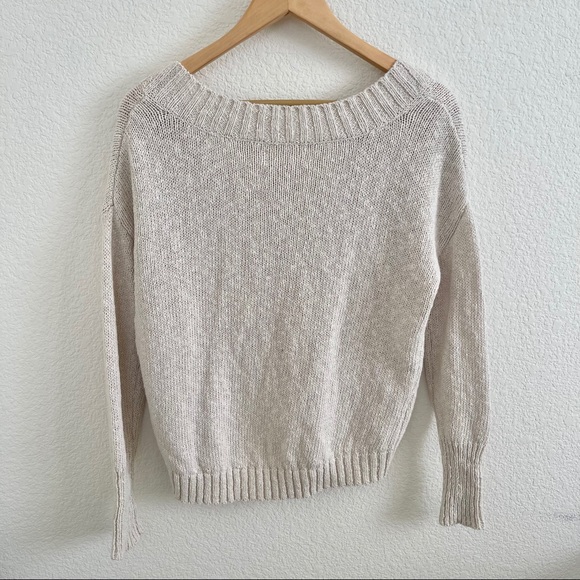 Cute cream v-neck cropped knit sweater - Picture 5 of 6